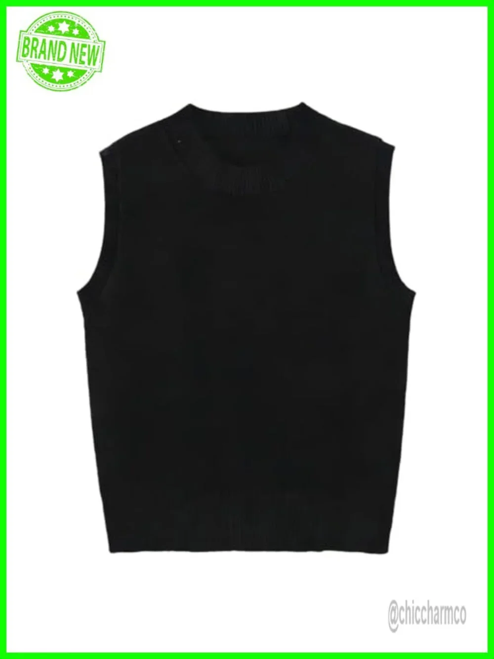 Women's Sleeveless Ribbed Knit Sweater Vest Crew Neck Pullover Tank Top